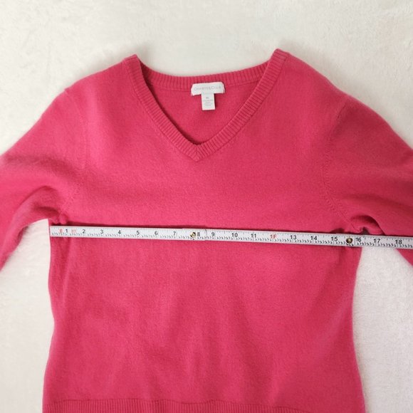 Y2K Charter Club Pink Merino Wool Sweater V Neck Ribbed Cuffs Womensβ XL Small - Picture 11 of 12